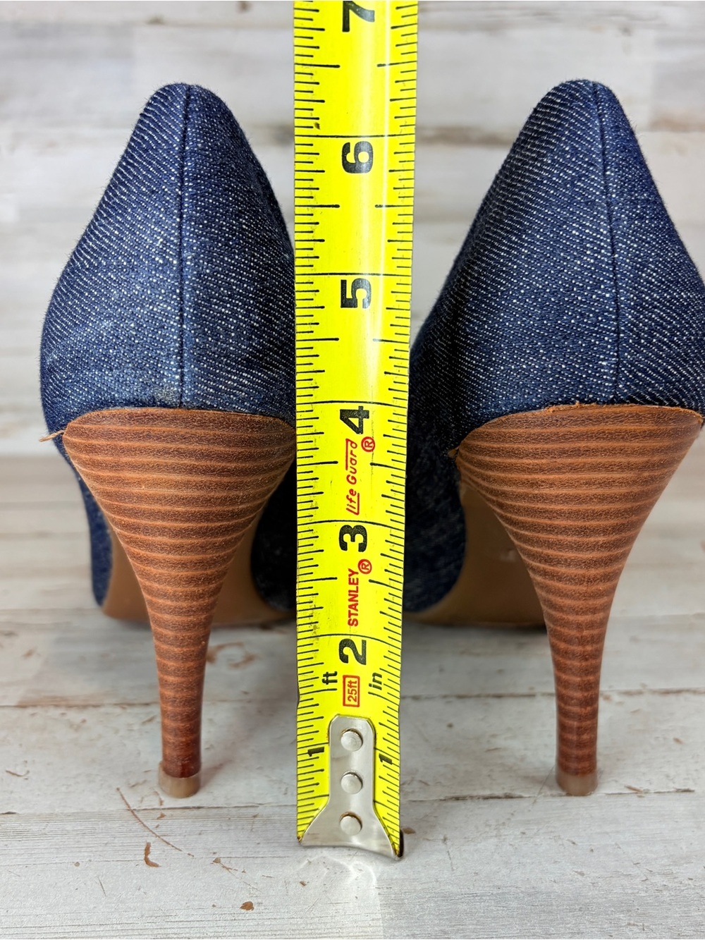 Jessica Simpson Blue Denim Round Toe Wood Heels Stiletto Shoes 10M Y2K - Picture 6 of 9
